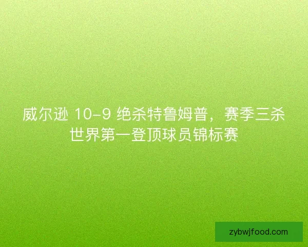 威尔逊 10-9 绝杀特鲁姆普,赛季三杀世界第一登顶球员锦标赛 威尔逊 10-9 绝杀特鲁姆普,赛季三杀世界第一登顶球员锦标赛