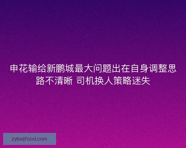 申花输给新鹏城最大问题出在自身调整思路不清晰 司机换人策略迷失 申花输给新鹏城最大问题出在自身调整思路不清晰 司机换人策略迷失
