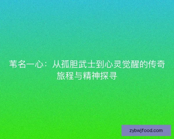 苇名一心：从孤胆武士到心灵觉醒的传奇旅程与精神探寻