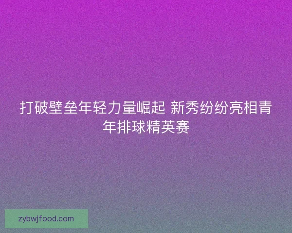 打破壁垒年轻力量崛起 新秀纷纷亮相青年排球精英赛