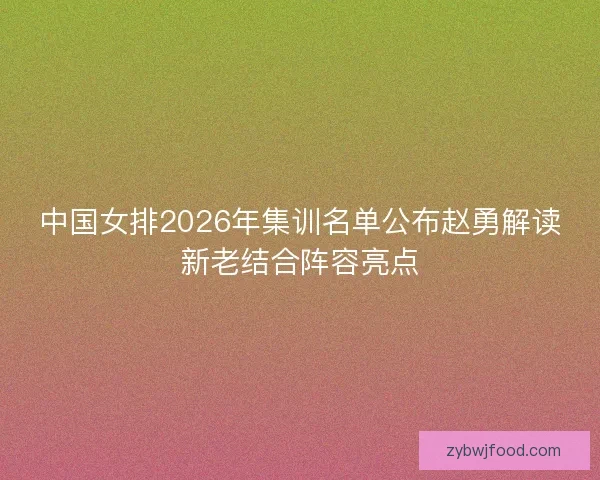 中国女排2026年集训名单公布赵勇解读新老结合阵容亮点