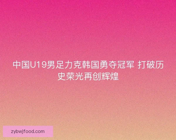中国U19男足力克韩国勇夺冠军 打破历史荣光再创辉煌