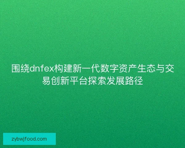 围绕dnfex构建新一代数字资产生态与交易创新平台探索发展路径