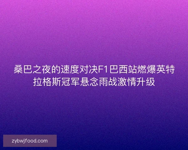 桑巴之夜的速度对决F1巴西站燃爆英特拉格斯冠军悬念雨战激情升级