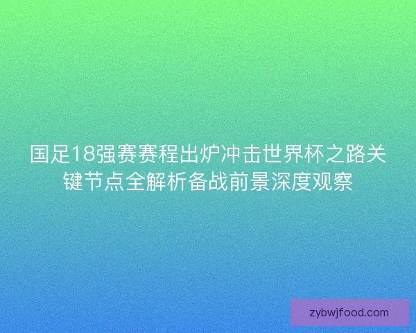 国足18强赛赛程出炉冲击世界杯之路关键节点全解析备战前景深度观察